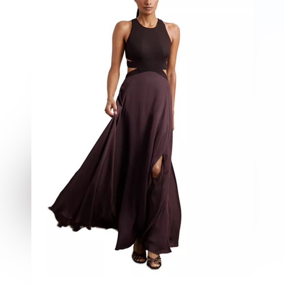 Reiss Dresses & Skirts - Reiss Black and Deep Plum Cutout Maxi Dress